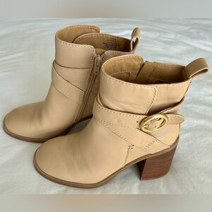 Crown Vintage Courla Leather Light Beige/Tan Bootie With Side Zipper